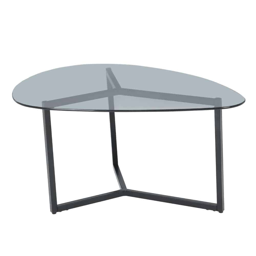 ROCKS COFFEE TABLE SET 2ΤΕΜ ΔΙΑΦΑΝΟ FUME ΜΑΥΡΟ 82x59x40