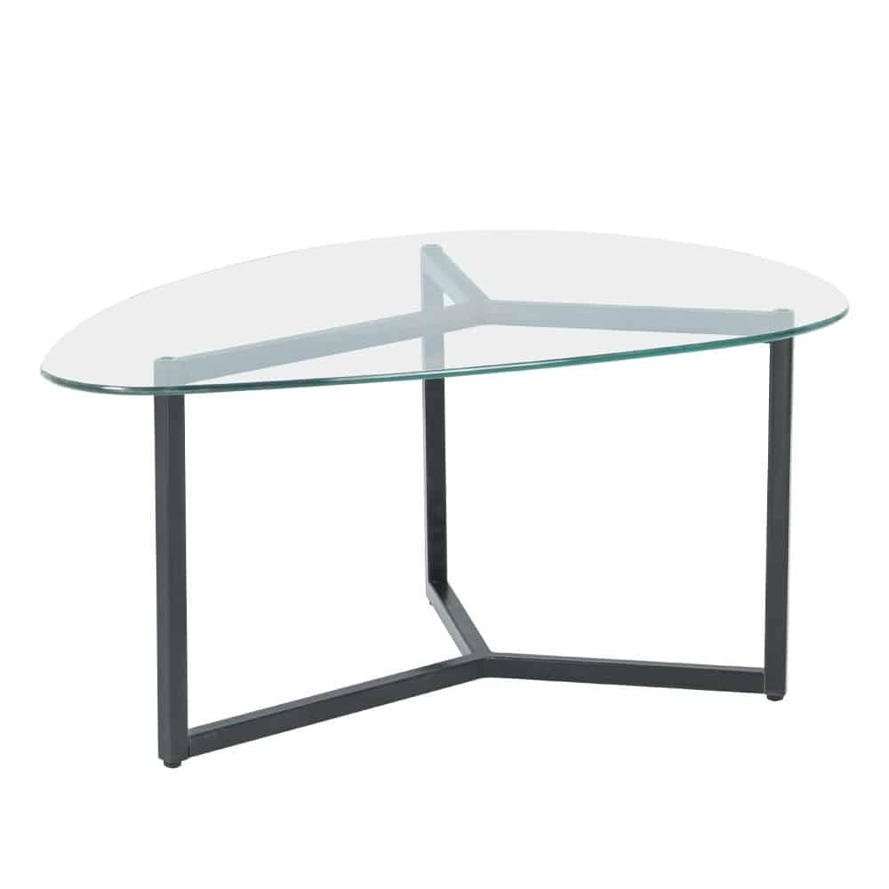 ROCKS COFFEE TABLE SET 2ΤΕΜ ΔΙΑΦΑΝΟ FUME ΜΑΥΡΟ 82x59x40