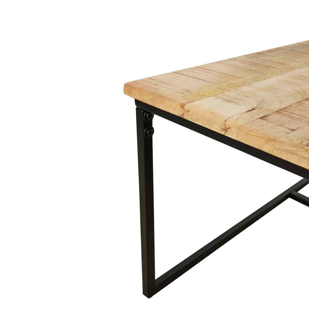 QUADRO COFFEE TABLE SET 3ΤΕΜ ΦΥΣΙΚΟ ROUGH ΜΑΥΡΟ 110x60x45