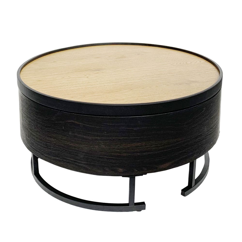 BARREL COFFEE TABLE ΜΕ ΑΠΟΘ/ΚΟ ΧΩΡΟ ΜΑΥΡΟ ΦΥΣΙΚΟ ΜΑΥΡΟ 80x80x39.5
