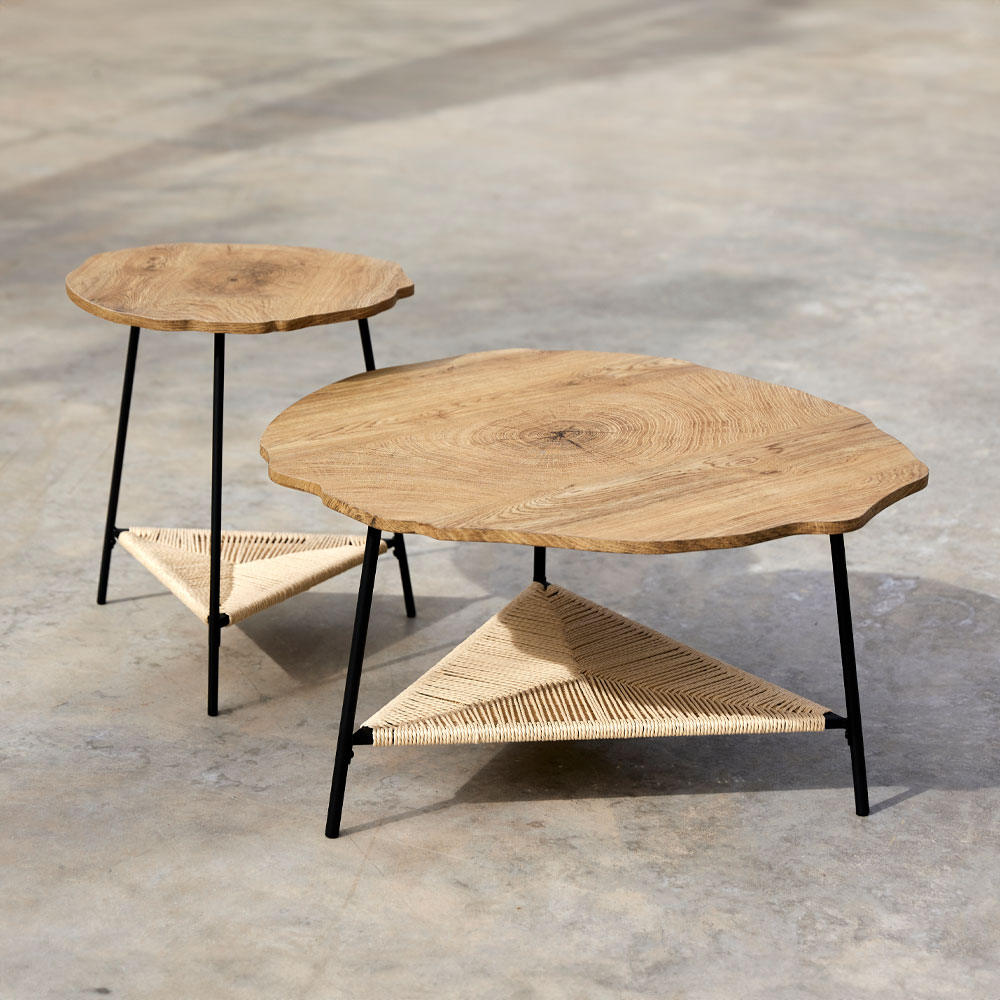 TREE SIDE TABLE ΦΥΣΙΚΟ ΜΑΥΡΟ 46x46x52
