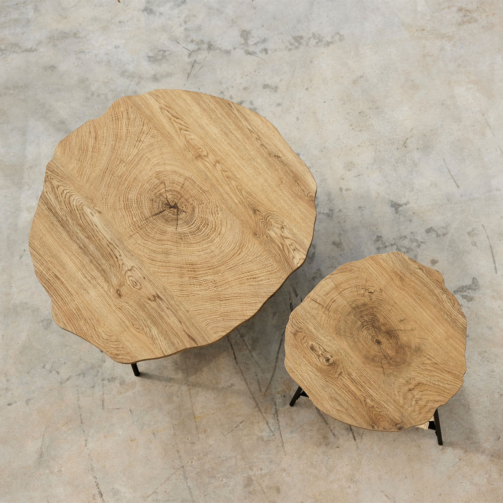 TREE SIDE TABLE ΦΥΣΙΚΟ ΜΑΥΡΟ 46x46x52