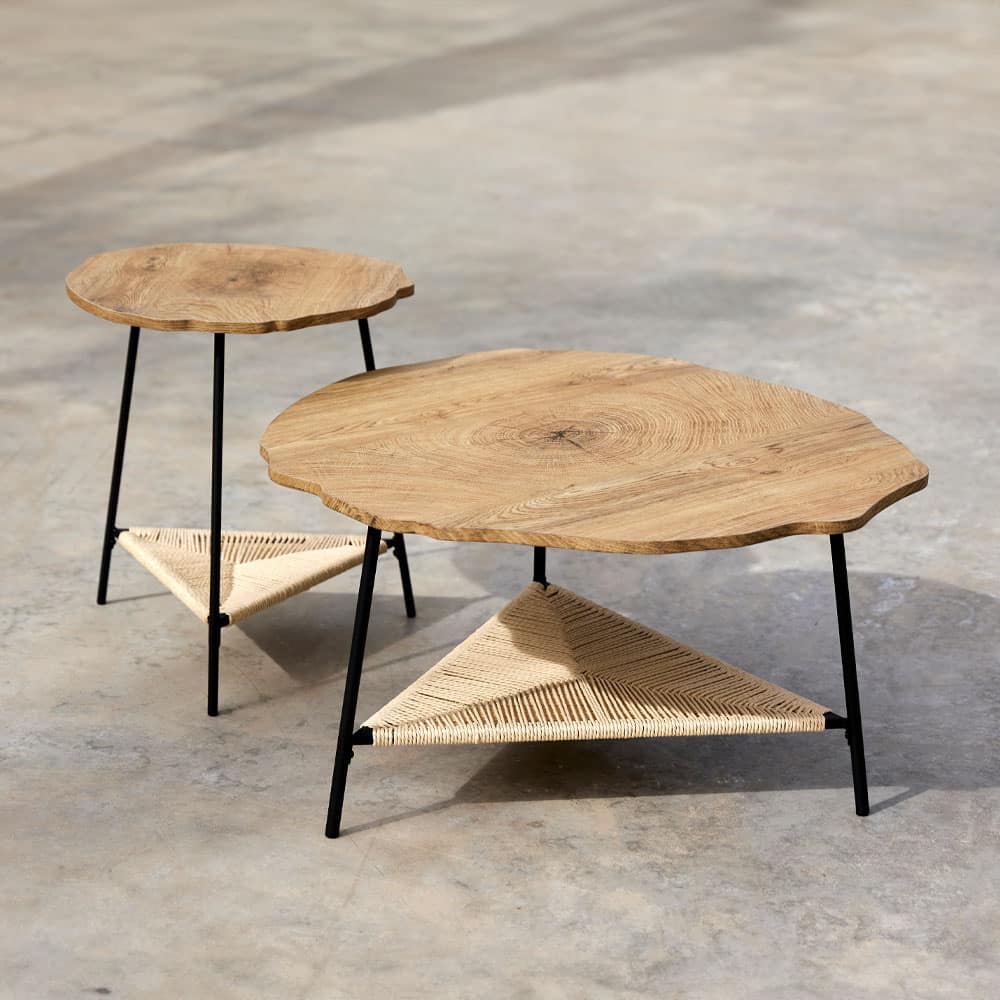 TREE COFFEE TABLE ΦΥΣΙΚΟ ΜΑΥΡΟ 80x80x42