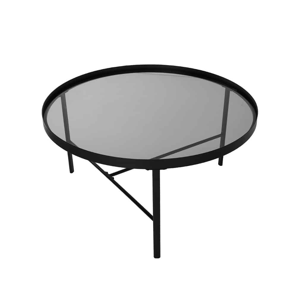 ACCORDO COFFEE TABLE SET 2ΤΕΜ ΦΥΣΙΚΟ ΦΙΜΕ ΜΑΥΡΟ 80x80x42