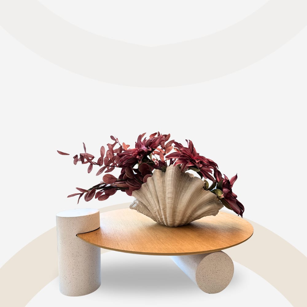 ASSYMETRON COFFEE TABLE ΦΥΣΙΚΟ ΓΚΡΙ ΑΝΟΙΧΤΟ 110x100x41