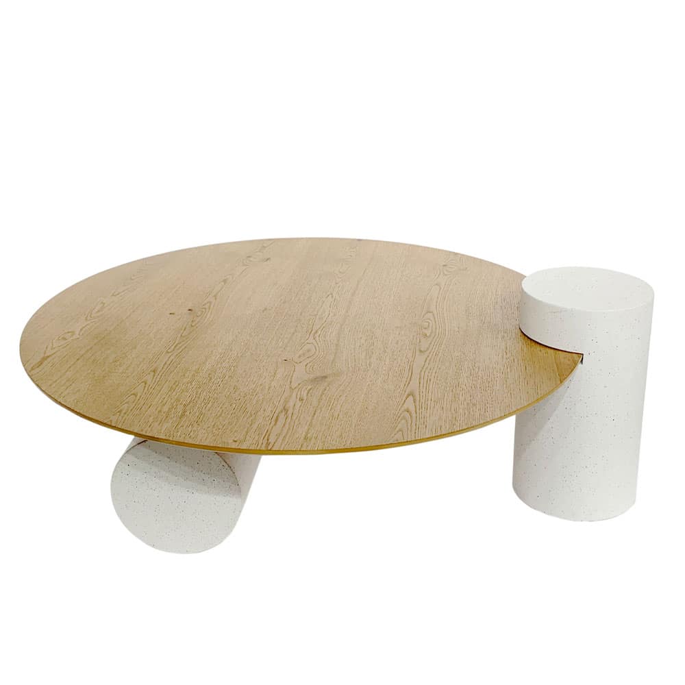ASSYMETRON COFFEE TABLE ΦΥΣΙΚΟ ΓΚΡΙ ΑΝΟΙΧΤΟ 110x100x41