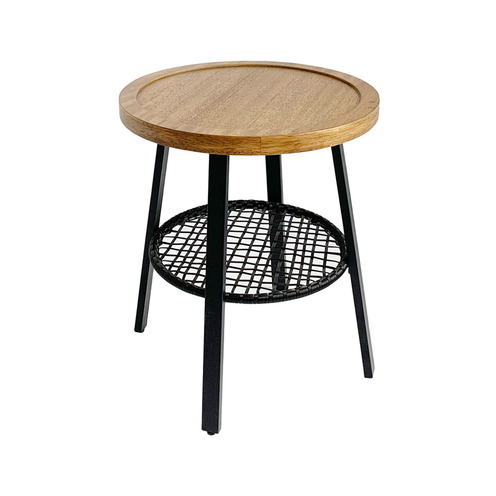 FILET SIDE TABLE ΦΥΣΙΚΟ ΜΑΥΡΟ 45x45x52