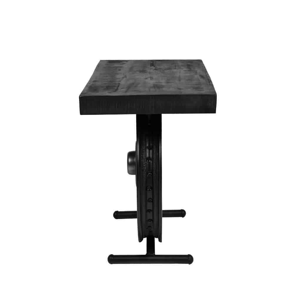 WHEEL SIDE TABLE ΜΑΥΡΟ ΑΣΗΜΙ 61x36x56