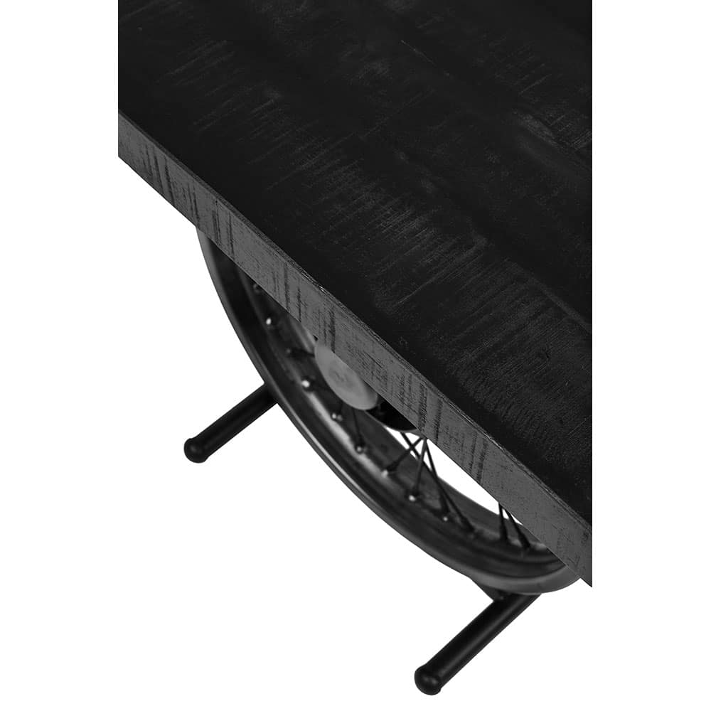 WHEEL SIDE TABLE ΜΑΥΡΟ ΑΣΗΜΙ 61x36x56