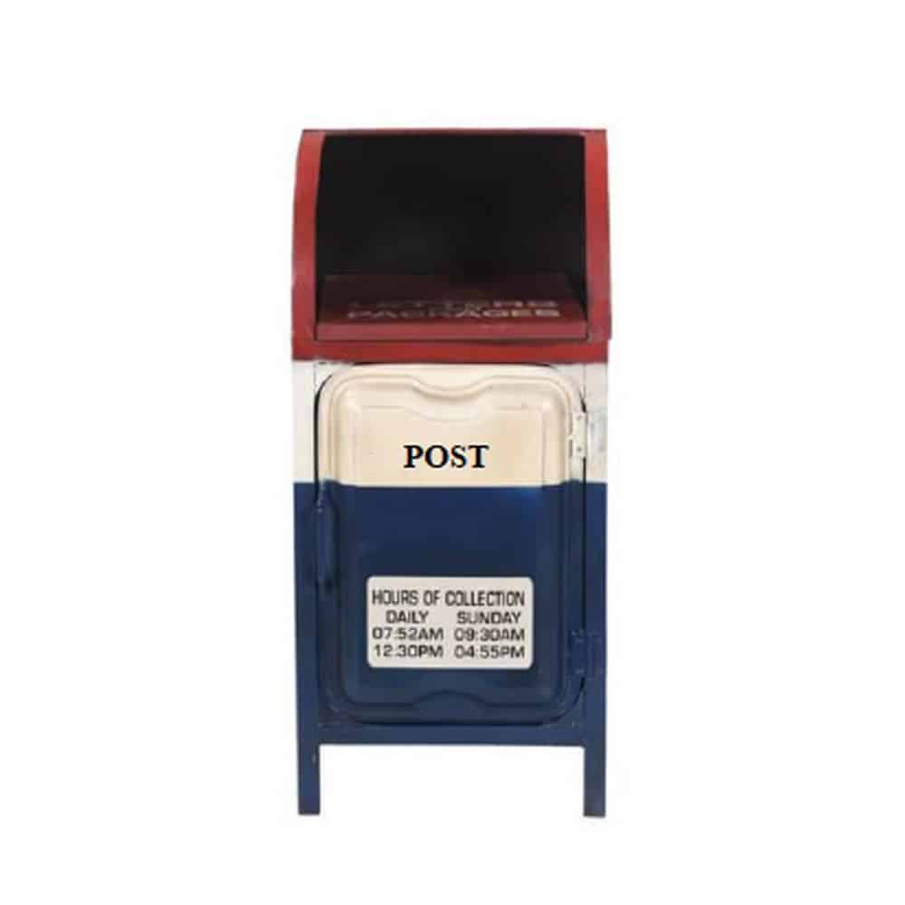 POST SIDE TABLE ΜΠΛΕ CREAM ΚΟΚΚΙΝΟ 34x39x74