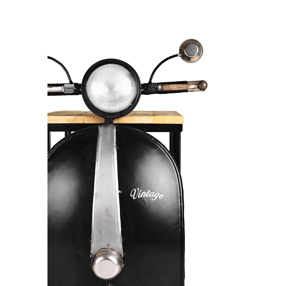 MINI VESPA SIDE TABLE ΜΕ ΡΑΦΙΑ ΜΑΥΡΟ ΑΣΗΜΙ ΦΥΣΙΚΟ 61x45x88