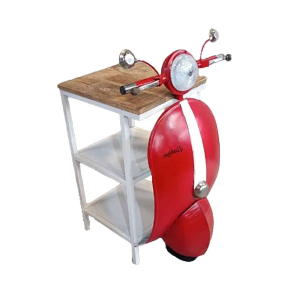 MINI VESPA SIDE TABLE ΜΕ ΡΑΦΙΑ ΚΟΚΚΙΝΟ ΛΕΥΚΟ ΦΥΣΙΚΟ 61x45x88
