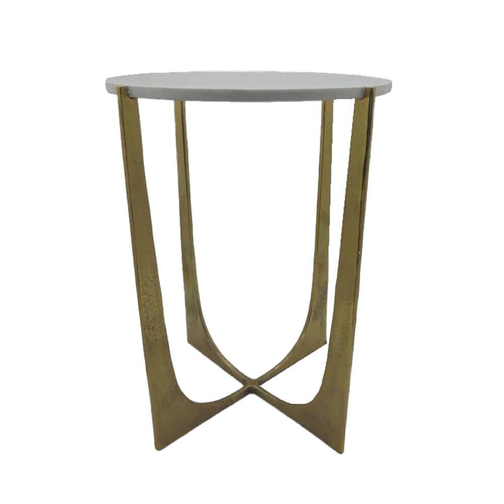 DION SIDE TABLE ΧΡΥΣΟ ΛΕΥΚΟ 43.25×43.25×67.25