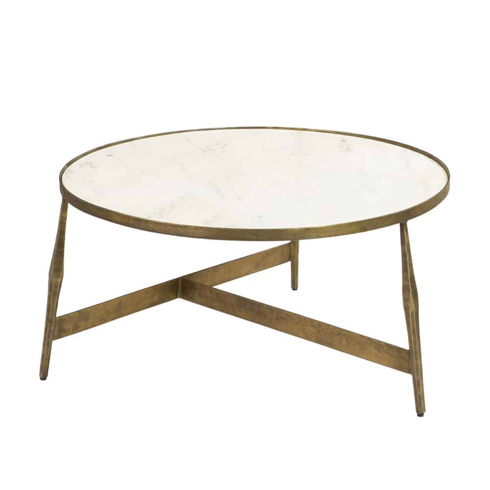 BLANCHE COFFEE TABLE ΛΕΥΚΟ BRASS ANTIQUE 81x81x41