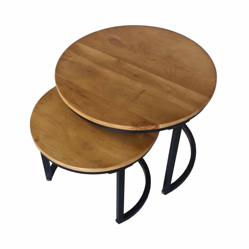 MATE COFFEE TABLE SET 2ΤΕΜ ΚΑΡΥΔΙ ΜΑΥΡΟ 54x54x42
