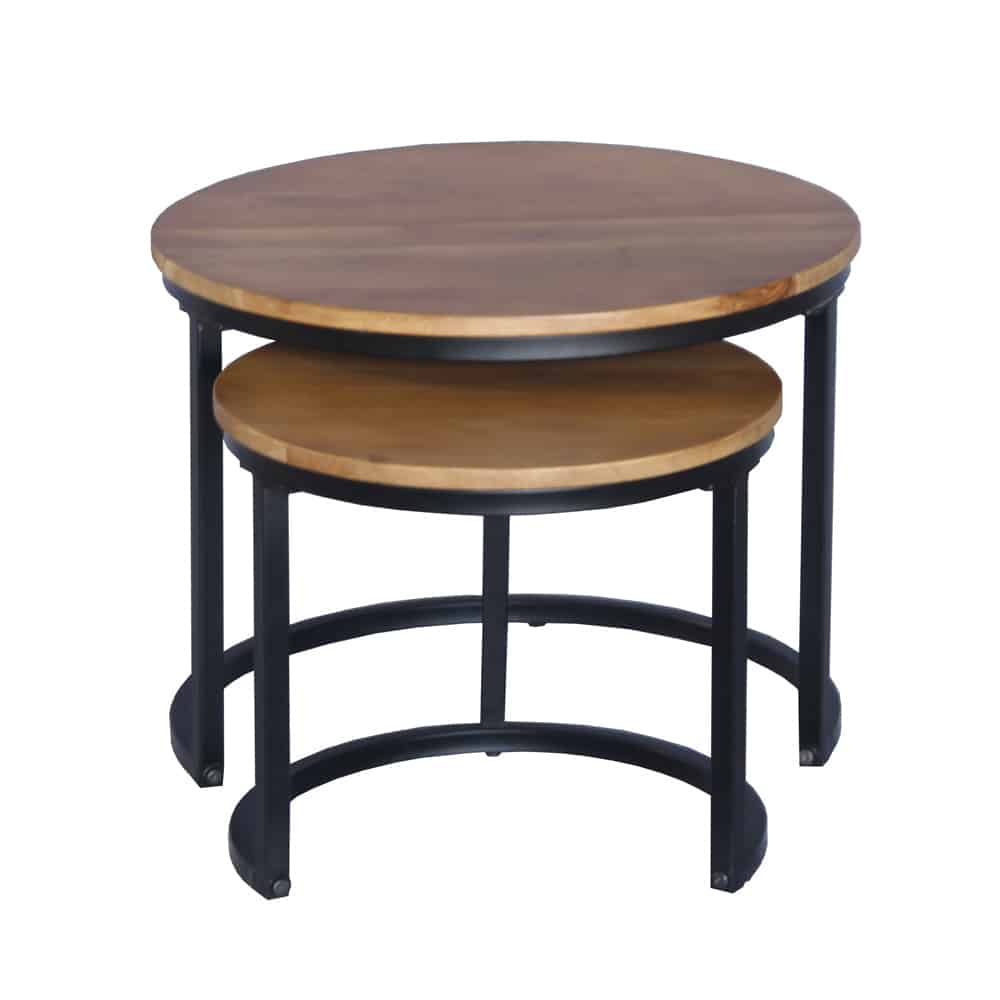 MATE COFFEE TABLE SET 2ΤΕΜ ΚΑΡΥΔΙ ΜΑΥΡΟ 54x54x42