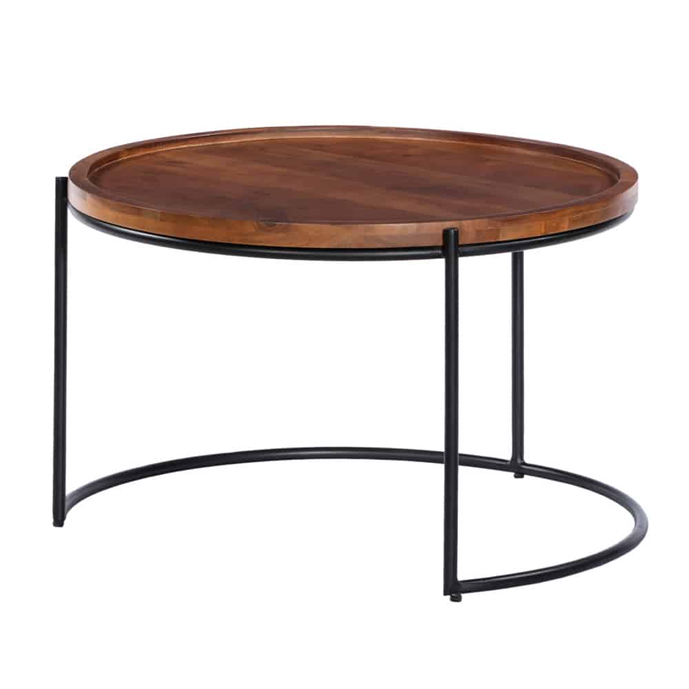 CELLINI COFFEE TABLE SET 2ΤΕΜ ΚΑΡΥΔΙ ΑΝΟΙΧΤΟ ΜΑΥΡΟ 70x70x43