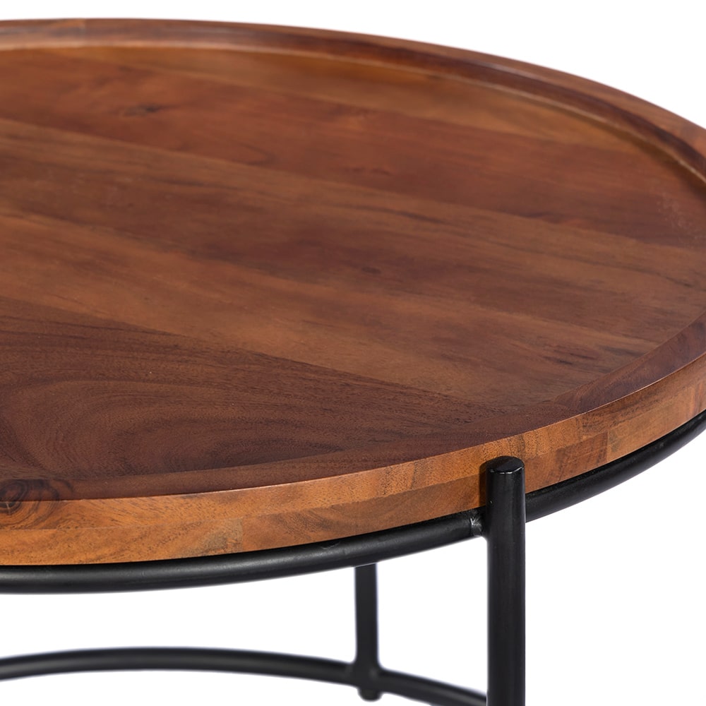 CELLINI COFFEE TABLE SET 2ΤΕΜ ΚΑΡΥΔΙ ΑΝΟΙΧΤΟ ΜΑΥΡΟ 70x70x43