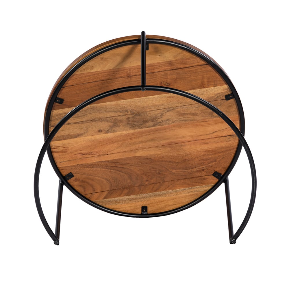 CELLINI COFFEE TABLE SET 2ΤΕΜ ΚΑΡΥΔΙ ΑΝΟΙΧΤΟ ΜΑΥΡΟ 70x70x43