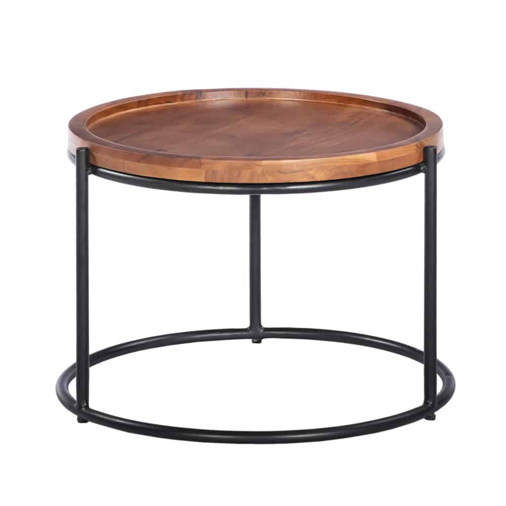 CELLINI COFFEE TABLE SET 2ΤΕΜ ΚΑΡΥΔΙ ΑΝΟΙΧΤΟ ΜΑΥΡΟ 70x70x43
