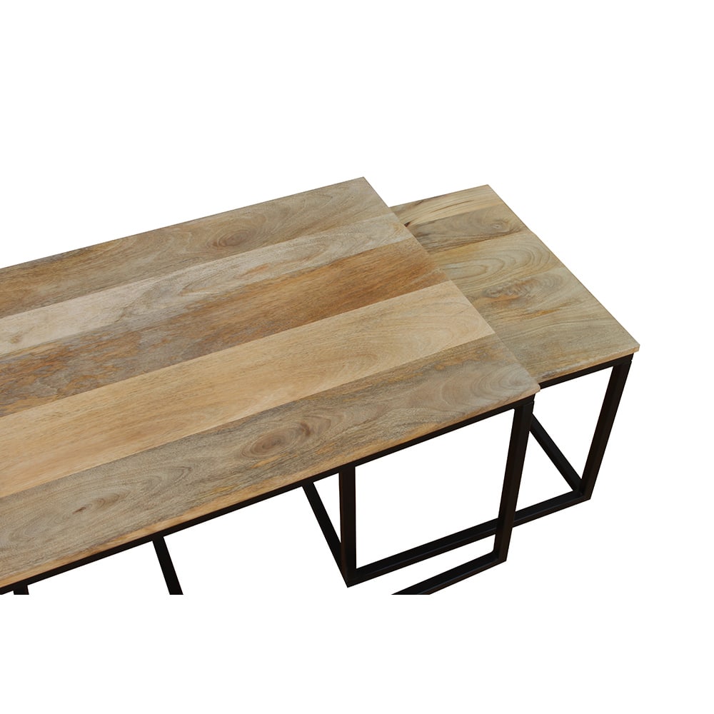 QUADRO COFFEE TABLE SET 3ΤΕΜ ΦΥΣΙΚΟ ΜΑΥΡΟ 110x60x45