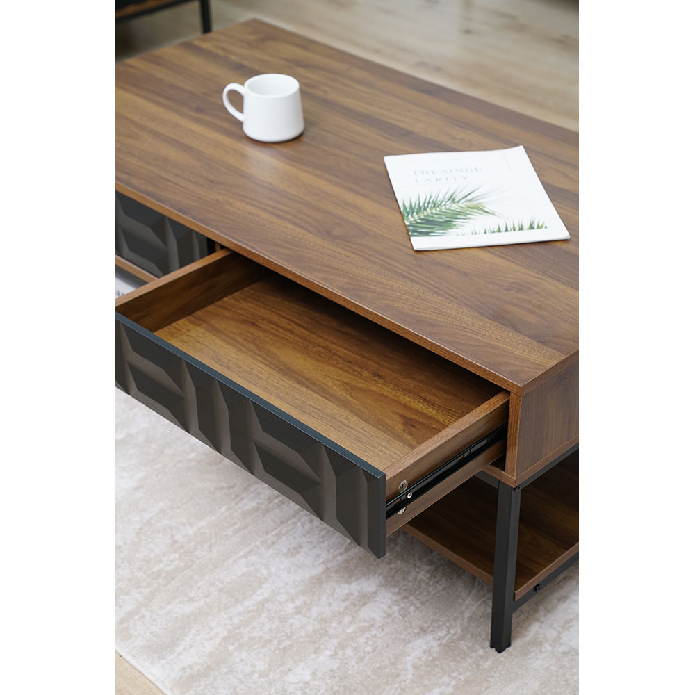 ZUMA COFFEE TABLE 2ΣΥΡΤΑΡΙΑ 3ΡΑΦΙΑ ΚΑΡΥΔΙ ΜΑΥΡΟ 111.5x60x44