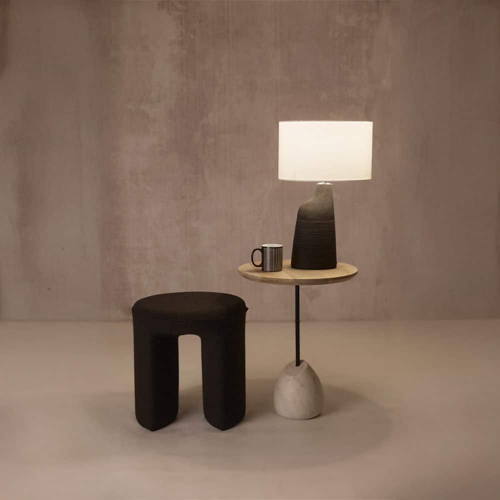 PILEA 46 SIDE TABLE ΦΥΣΙΚΟ ΛΕΥΚΟ 46x46x58
