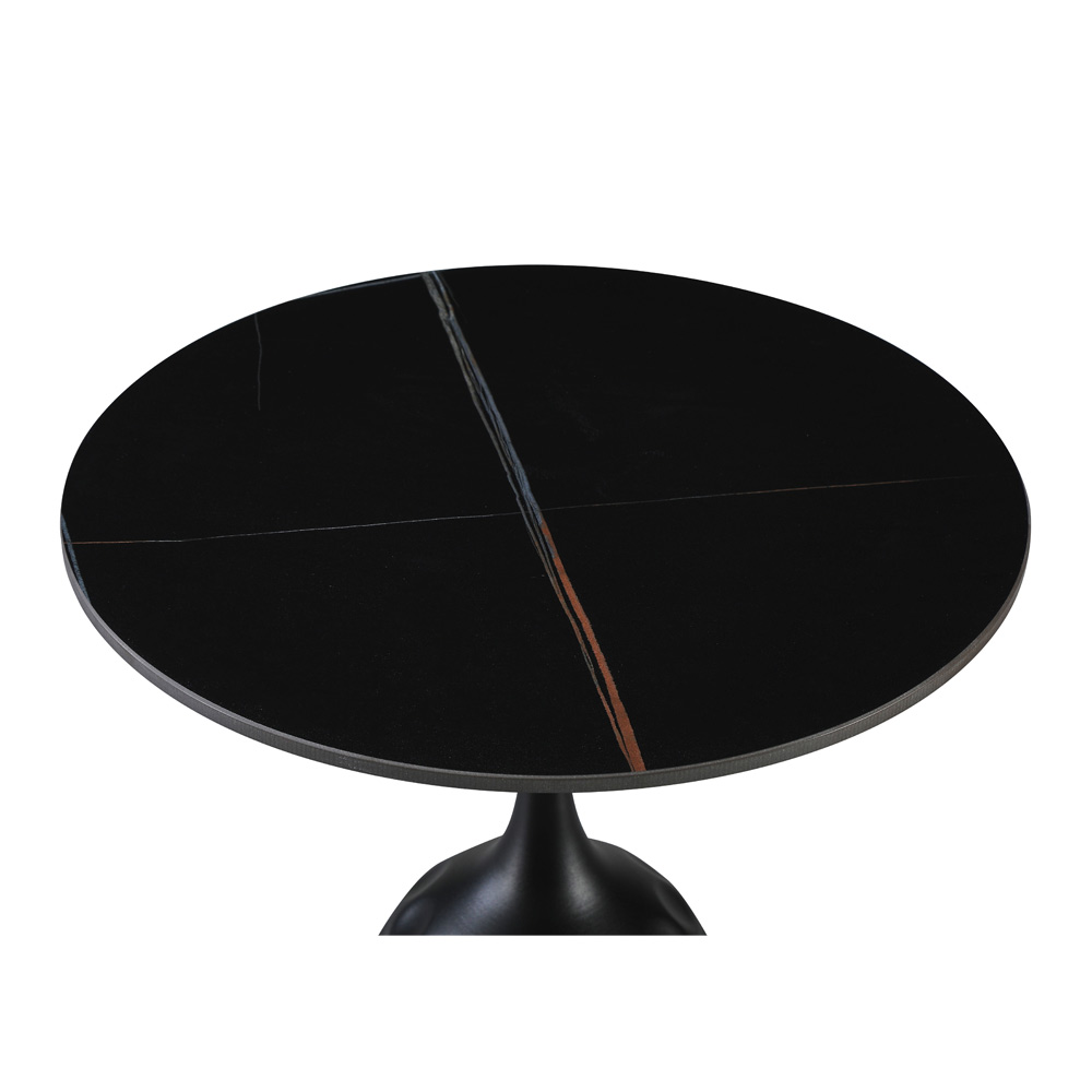 VOLCANO SIDE TABLE ΜΑΥΡΟ ΜΕ ΟΨΗ ΜΑΡΜΑΡΟΥ ΜΑΥΡΟ 50x50x61