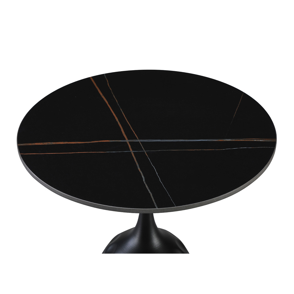 VOLCANO SIDE TABLE ΜΑΥΡΟ ΜΕ ΟΨΗ ΜΑΡΜΑΡΟΥ ΜΑΥΡΟ 50x50x61