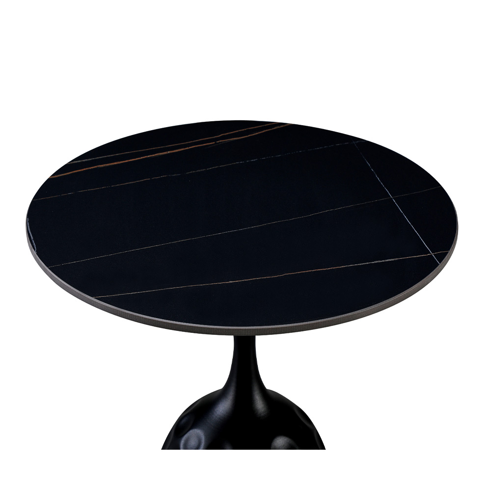 VOLCANO SIDE TABLE ΜΑΥΡΟ ΜΕ ΟΨΗ ΜΑΡΜΑΡΟΥ ΜΑΥΡΟ 50x50x61