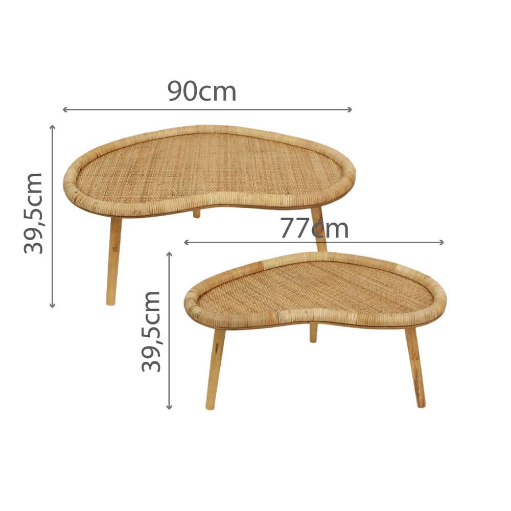 KAMIRA SIDE TABLE SET 2ΤΕΜ ΦΥΣΙΚΟ 90x59x39.5