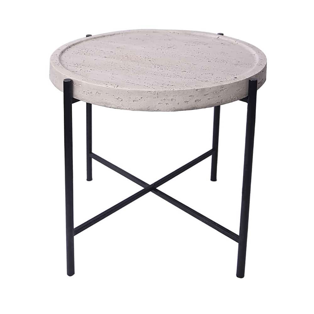 TERRAZO SIDE TABLE OFF WHITE ΜΑΥΡΟ 63.5×63.5×56.5