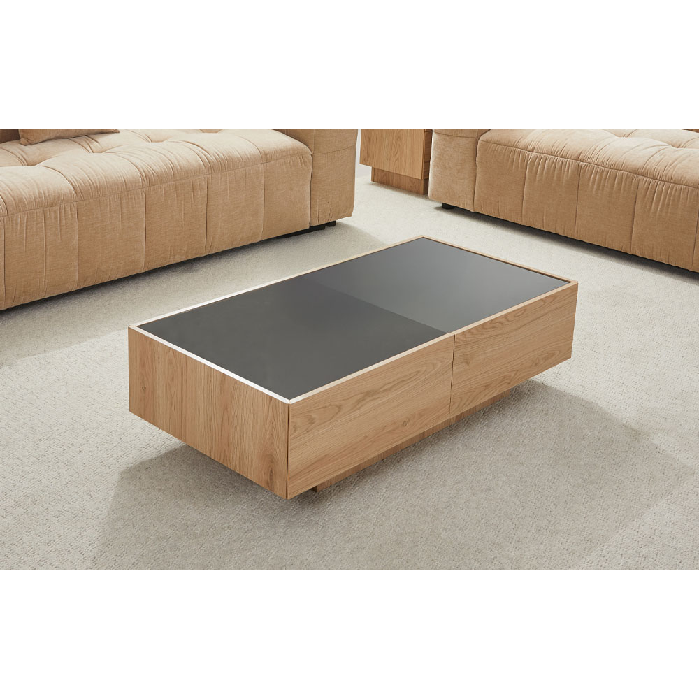 CUBIUS COFFEE TABLE ΦΥΣΙΚΟ ΦΙΜΕ ΜΑΥΡΟ 118x59x33