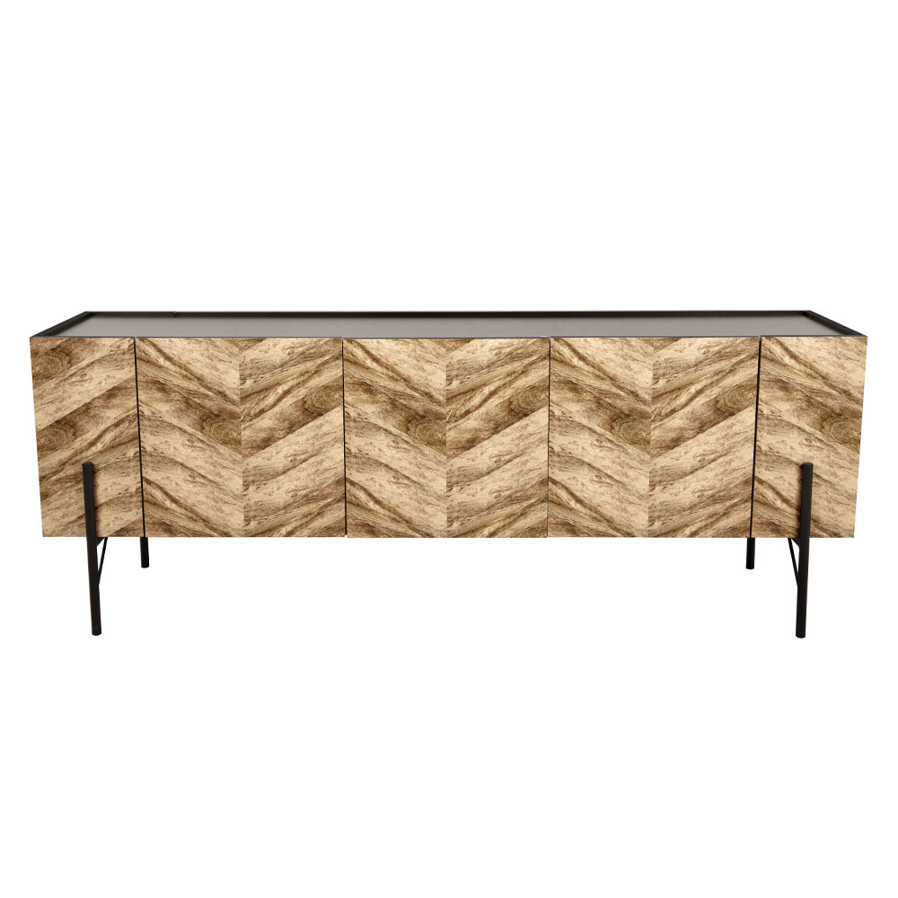 PARKE TV STAND ΜΑΥΡΟ ΦΥΣΙΚΟ ΜΕ PATTERN 160x43x60