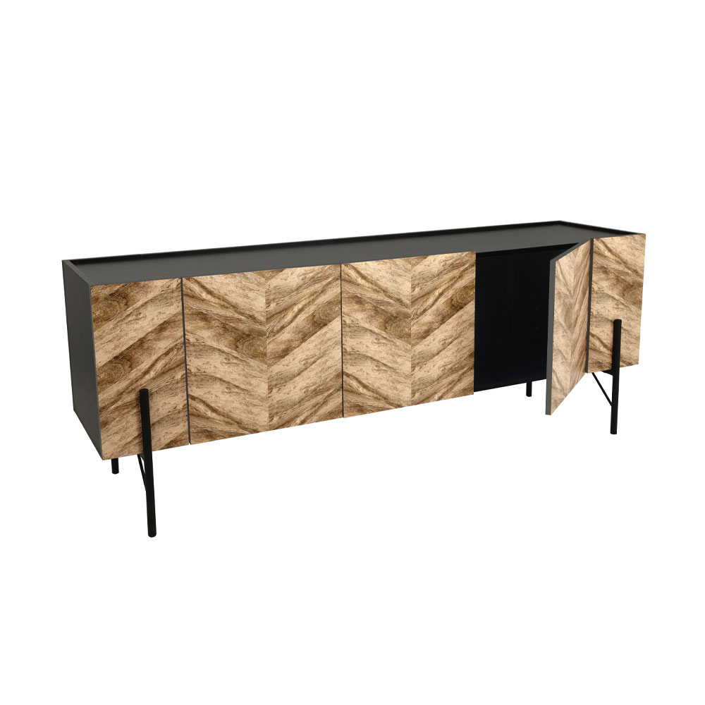 PARKE TV STAND ΜΑΥΡΟ ΦΥΣΙΚΟ ΜΕ PATTERN 160x43x60
