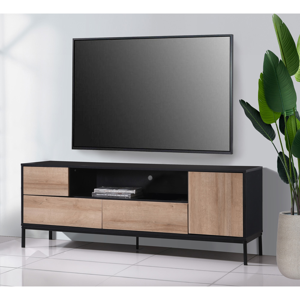 BLACKBIRD TV STAND RIVIERA OAK ΜΑΥΡΟ 160×40.5×58