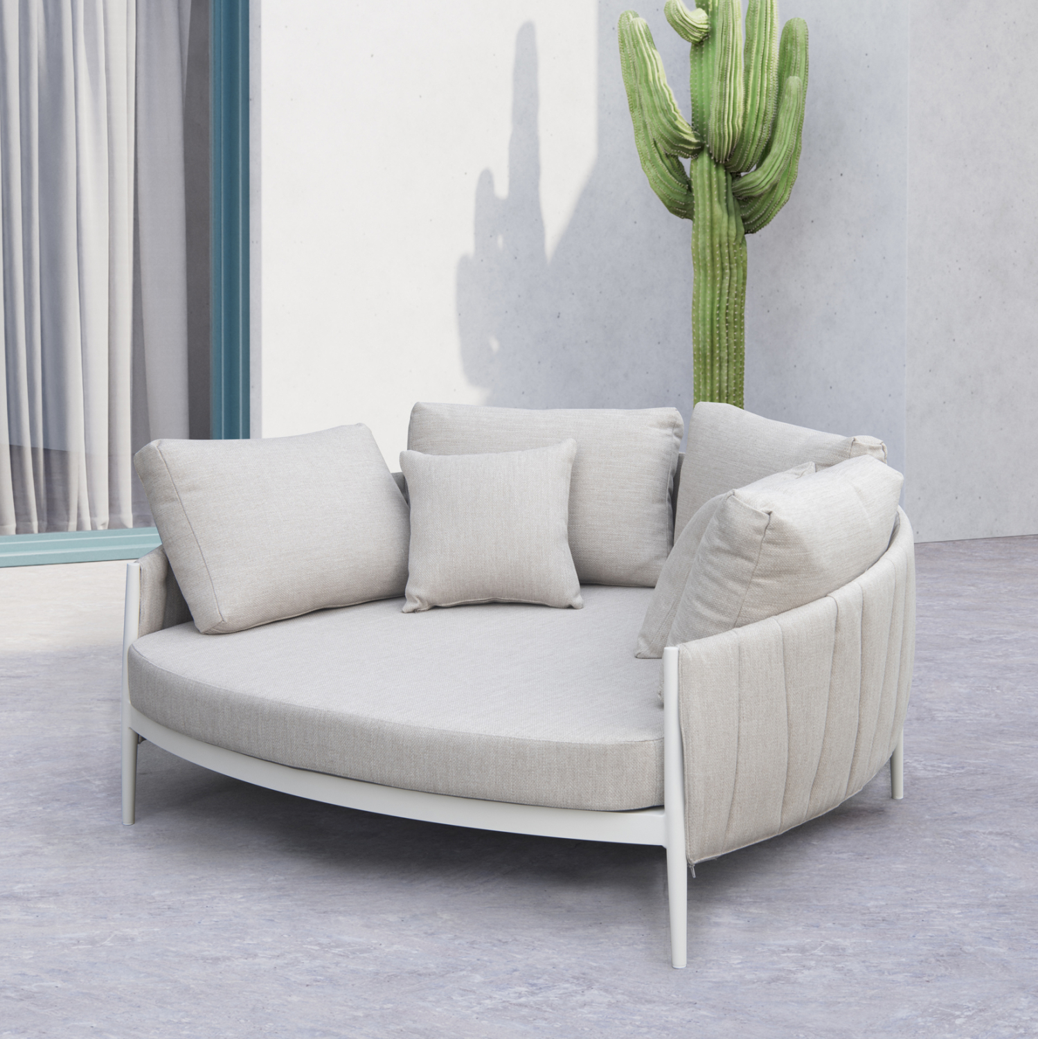 DAYBED 2ΘΕΣΙΟ MAVERICK SM6216.02 ΑΛΟΥΜΙΝΙΟ ΚΡΕΜ-ΜΠΕΖ OLEFIN & STRAPS 164x144x70Υ