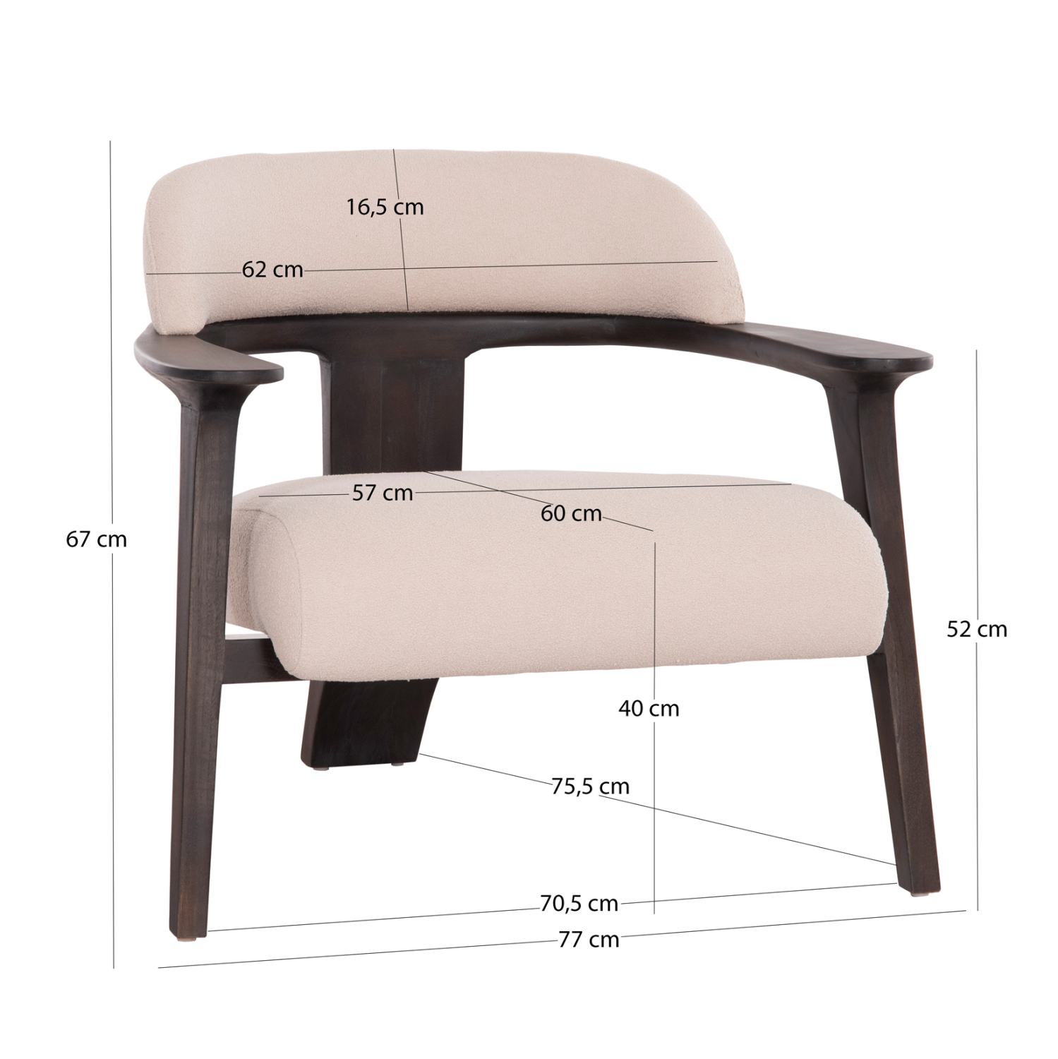 ΠΟΛΥΘΡΟΝΑ LOUNGE TRIAD SM9968 ΞΥΛΟ TEAK ΣΕ ΜΑΥΡΟ-ΕΚΡΟΥ ΥΦΑΣΜΑ 77×75,5×67Υεκ.