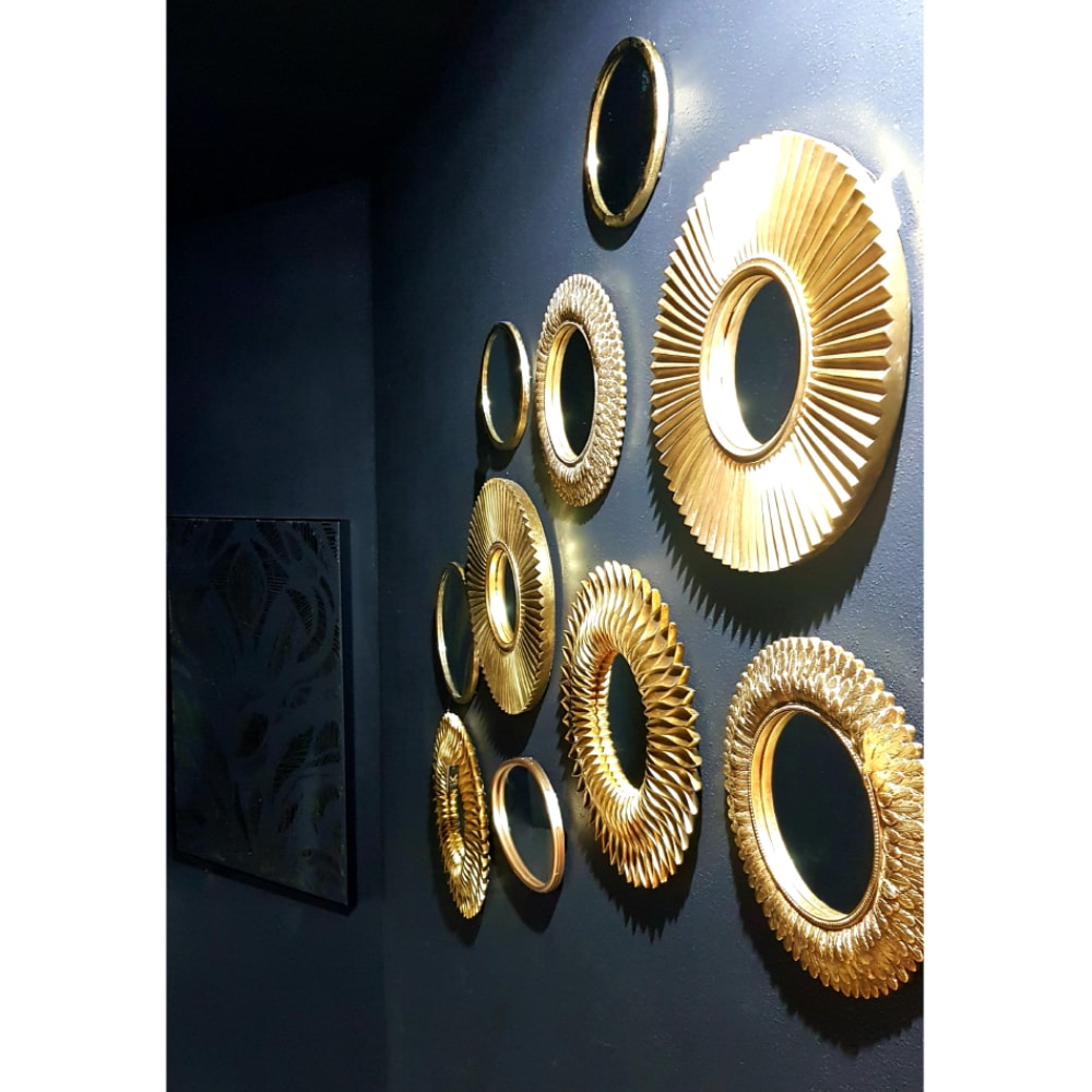 SAYAP ΚΑΘΡΕΠΤΗΣ ΤΟΙΧΟΥ 38.5×38.5×3 POLYRESIN ΧΡΥΣΟ ANTIQUE