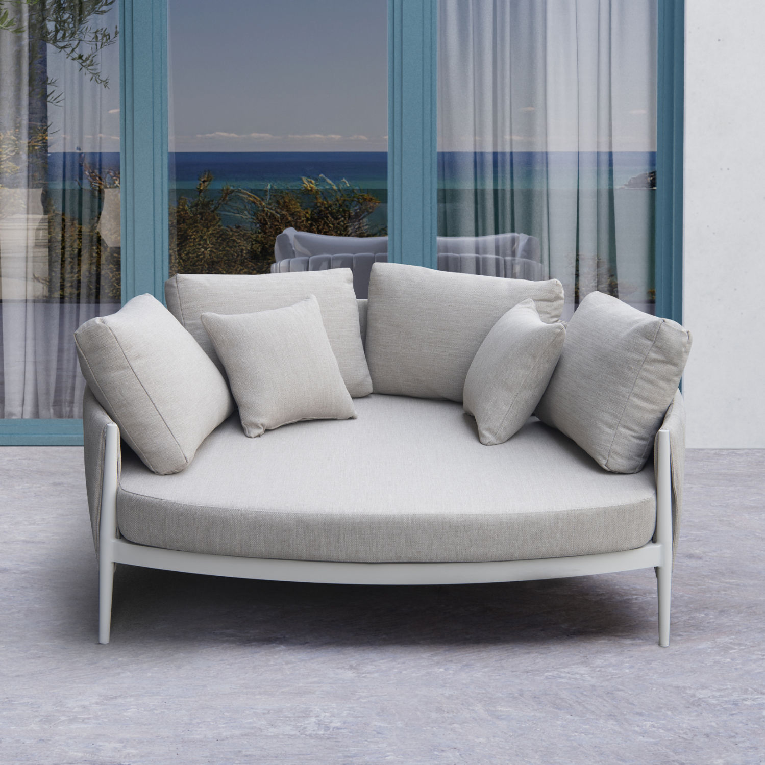 DAYBED 2ΘΕΣΙΟ MAVERICK SM6216.02 ΑΛΟΥΜΙΝΙΟ ΚΡΕΜ-ΜΠΕΖ OLEFIN & STRAPS 164x144x70Υ