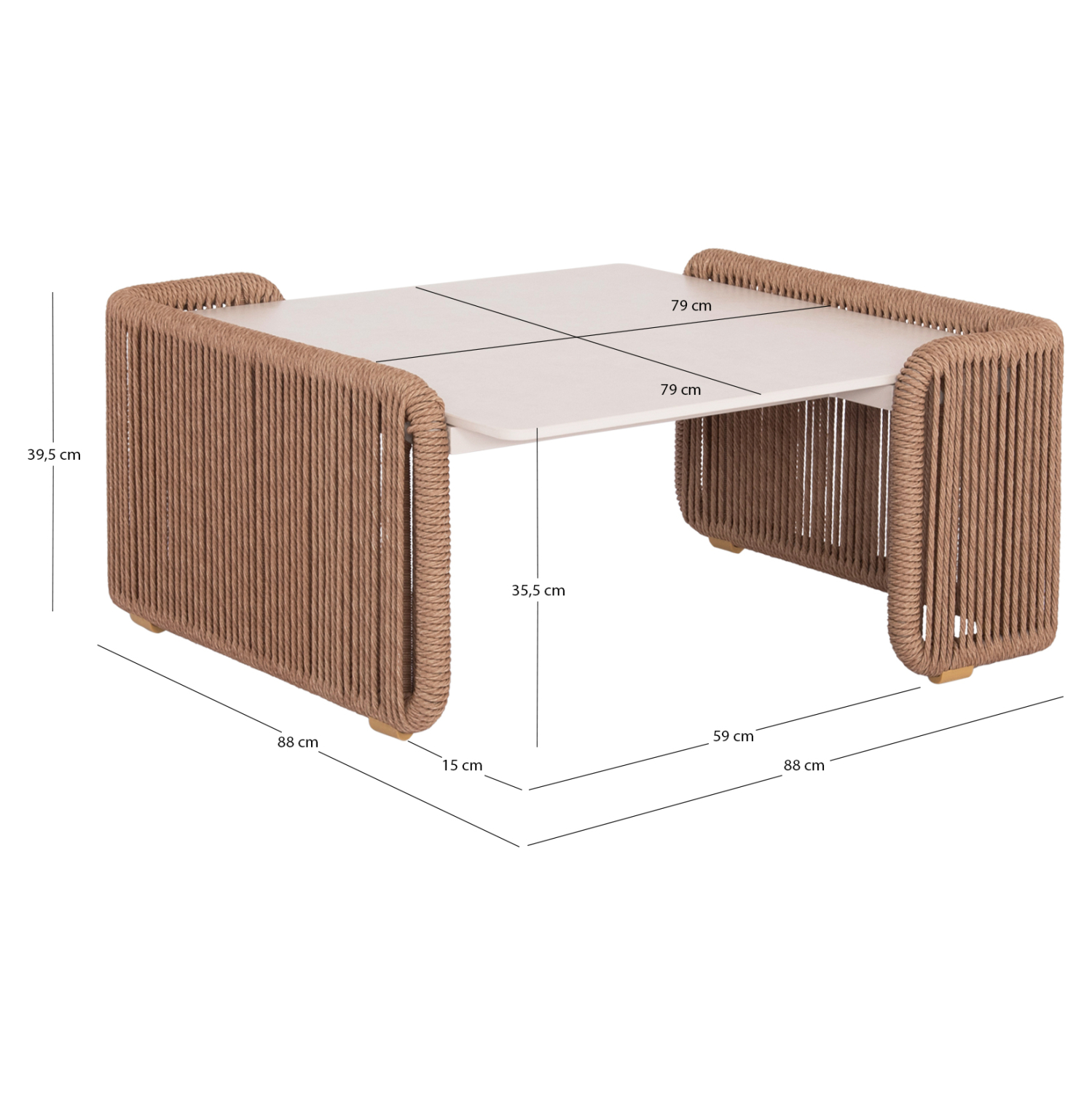 ΤΡΑΠΕΖΑΚΙ ΑΛΟΥΜΙΝΙΟΥ ΣΕΙΡΑ DESTINY SM6171 ΣΧΟΙΝΙ-SINTERED STONE TOP 88x88x39,5Υεκ.