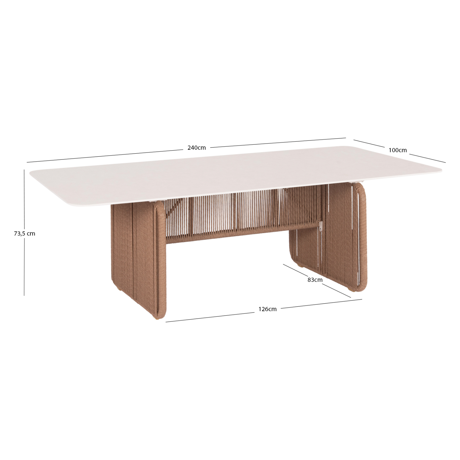 ΤΡΑΠΕΖΙ ΑΛΟΥΜINIOY ΣΕΙΡΑ DESTINY SM6169 ΕΚΡΟΥ SINTERED STONE-TWIST WICKER 240x100x73,5Υεκ.