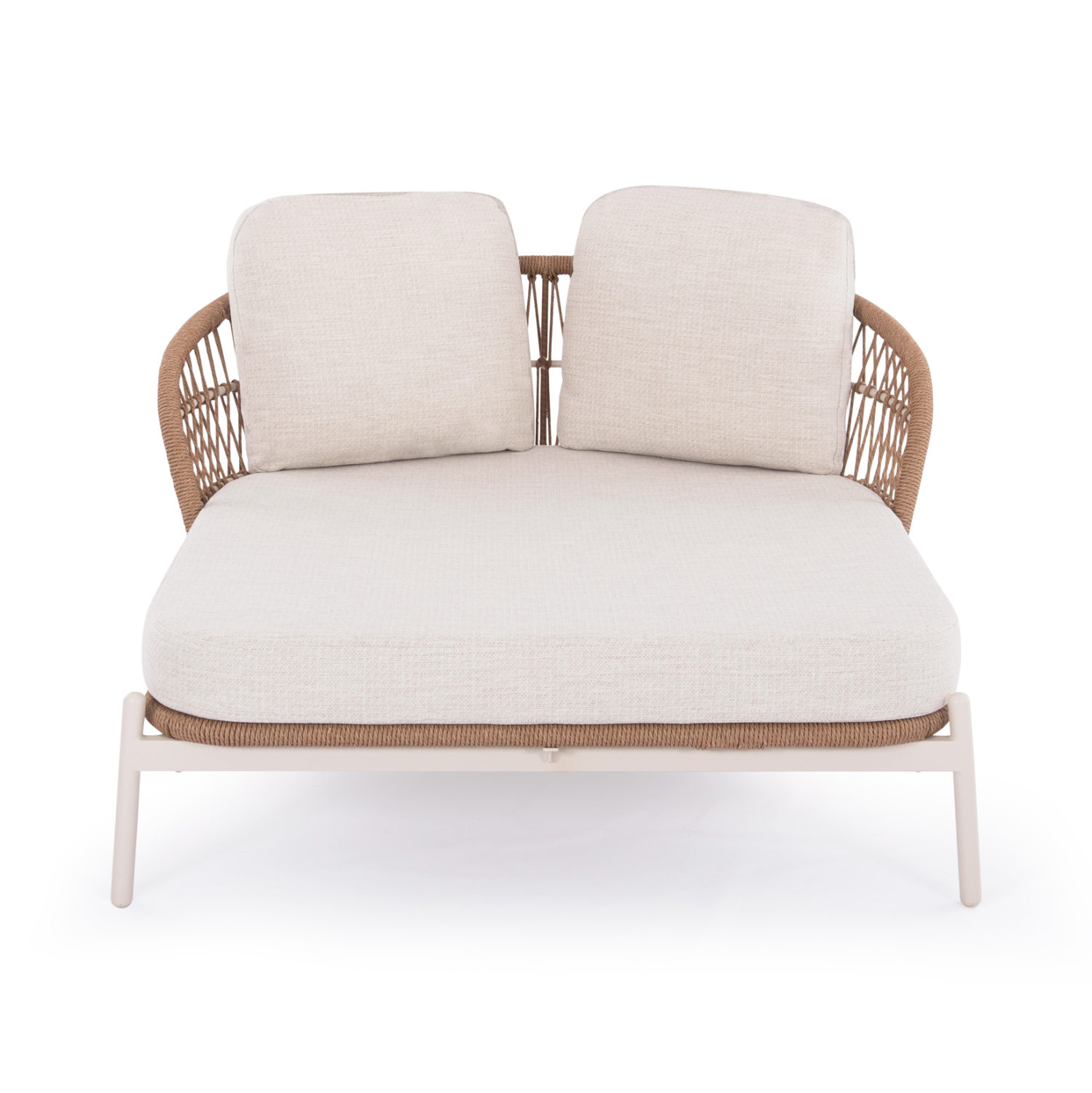 DAYBED 2ΘΕΣΙΟ QUANTUM SM6172 ΕΚΡΟΥ ΑΛΟΥΜΙΝΙΟ & ΥΦΑΣΜΑ-P.E.WICKER ΜΠΕΖ 162x148x81-97Υεκ