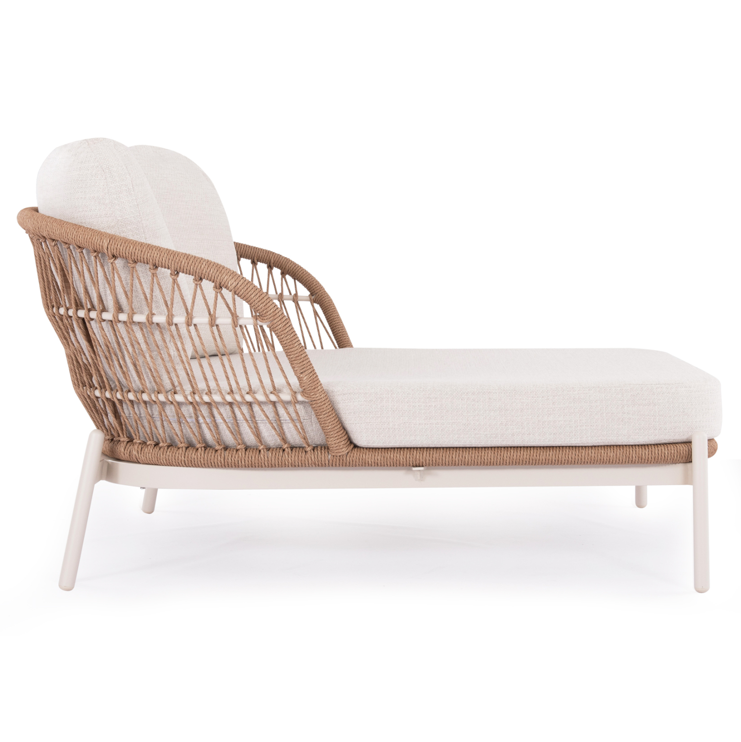 DAYBED 2ΘΕΣΙΟ QUANTUM SM6172 ΕΚΡΟΥ ΑΛΟΥΜΙΝΙΟ & ΥΦΑΣΜΑ-P.E.WICKER ΜΠΕΖ 162x148x81-97Υεκ