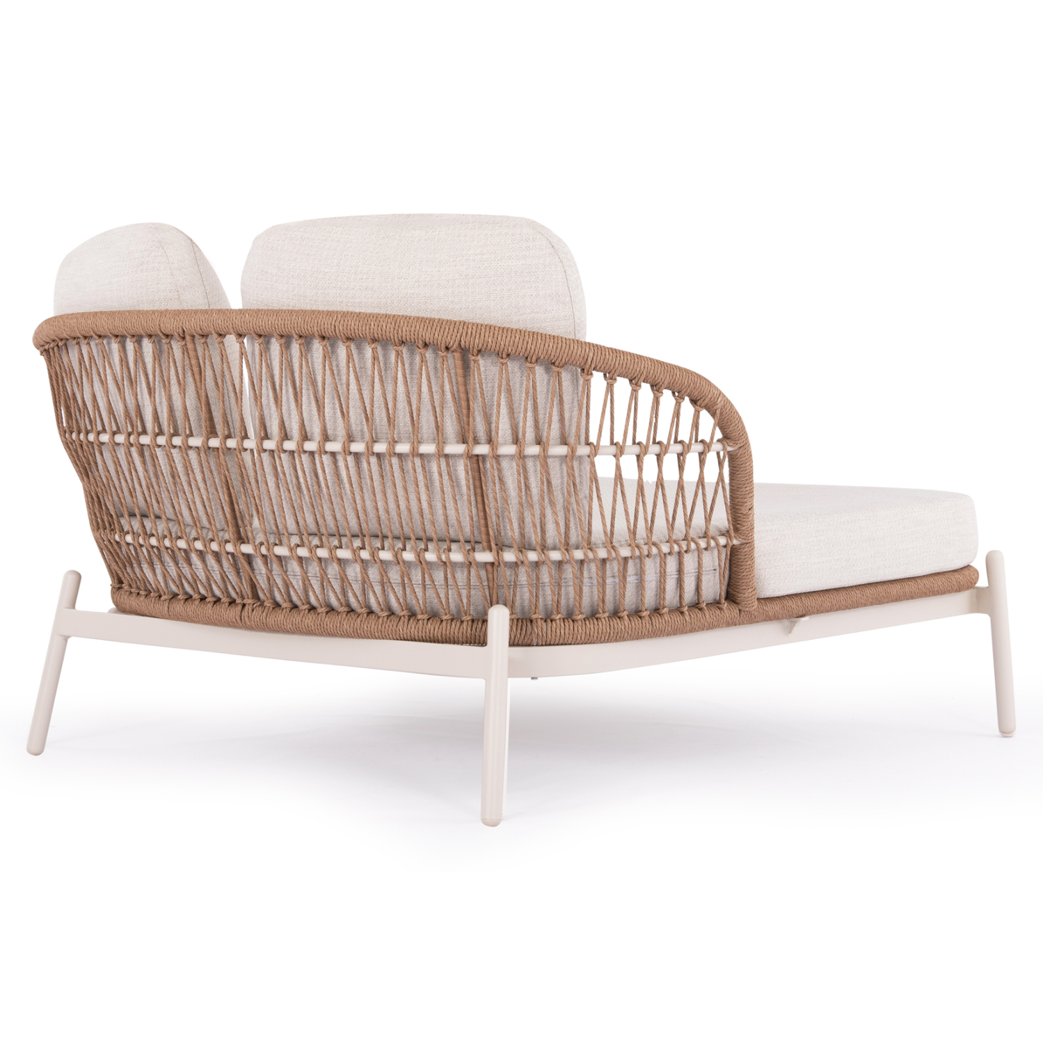 DAYBED 2ΘΕΣΙΟ QUANTUM SM6172 ΕΚΡΟΥ ΑΛΟΥΜΙΝΙΟ & ΥΦΑΣΜΑ-P.E.WICKER ΜΠΕΖ 162x148x81-97Υεκ