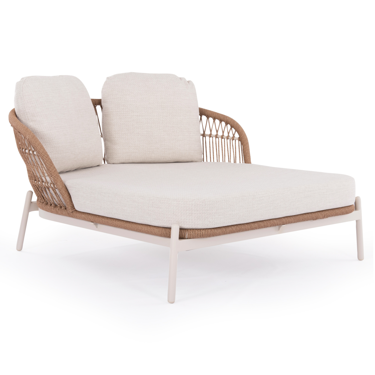 DAYBED 2ΘΕΣΙΟ QUANTUM SM6172 ΕΚΡΟΥ ΑΛΟΥΜΙΝΙΟ & ΥΦΑΣΜΑ-P.E.WICKER ΜΠΕΖ 162x148x81-97Υεκ