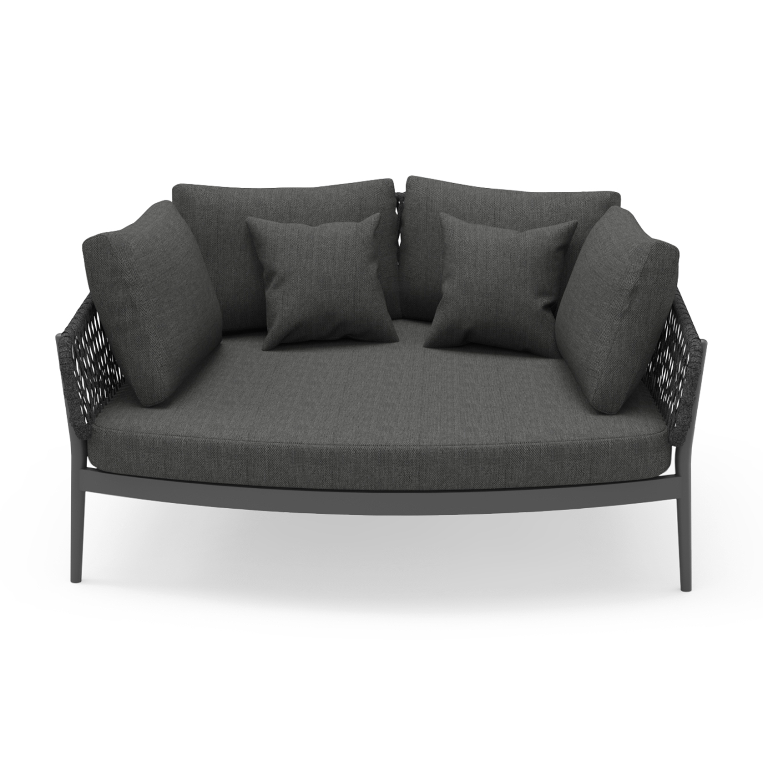 DAYBED 2ΘΕΣΙΟ ΣΕΙΡΑ CAMELLIA SM6217.01 ΣΚΟΥΡΟ ΓΚΡΙ ΑΛΟΥΜΙΝΙΟ-P.E.ΣΧΟΙΝΙ-OLEFIN 164x144x70Υεκ.