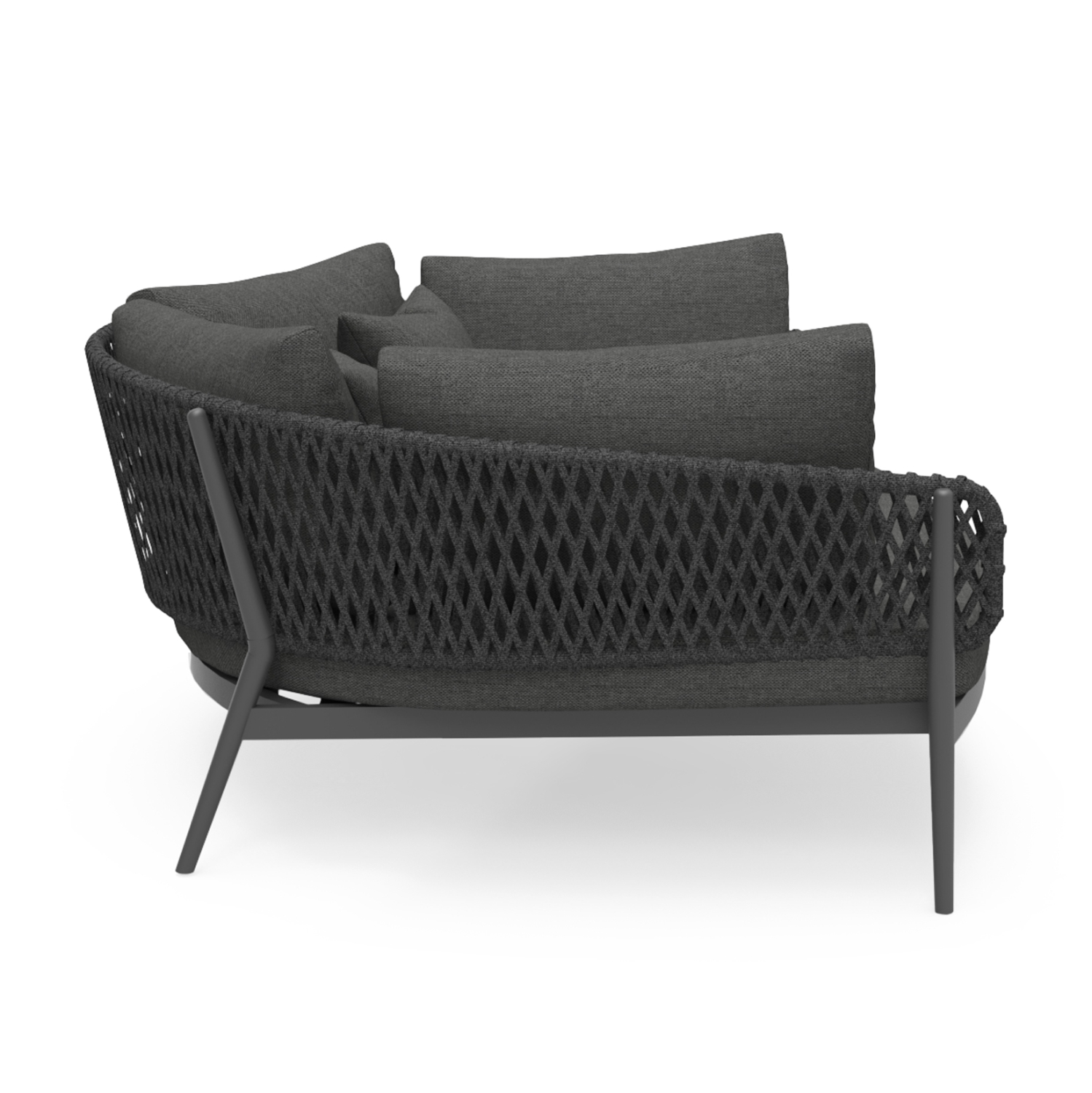 DAYBED 2ΘΕΣΙΟ ΣΕΙΡΑ CAMELLIA SM6217.01 ΣΚΟΥΡΟ ΓΚΡΙ ΑΛΟΥΜΙΝΙΟ-P.E.ΣΧΟΙΝΙ-OLEFIN 164x144x70Υεκ.