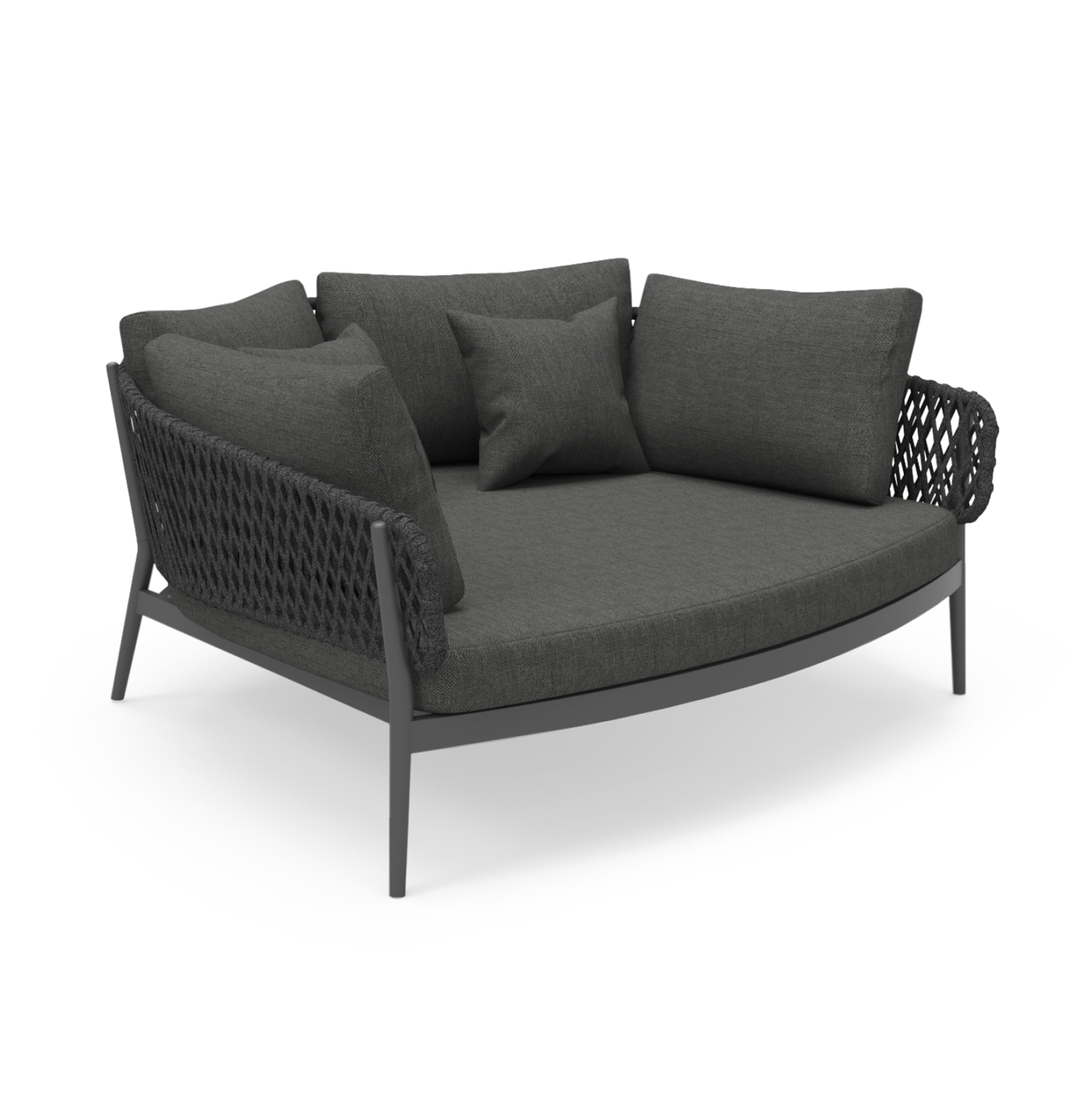 DAYBED 2ΘΕΣΙΟ ΣΕΙΡΑ CAMELLIA SM6217.01 ΣΚΟΥΡΟ ΓΚΡΙ ΑΛΟΥΜΙΝΙΟ-P.E.ΣΧΟΙΝΙ-OLEFIN 164x144x70Υεκ.