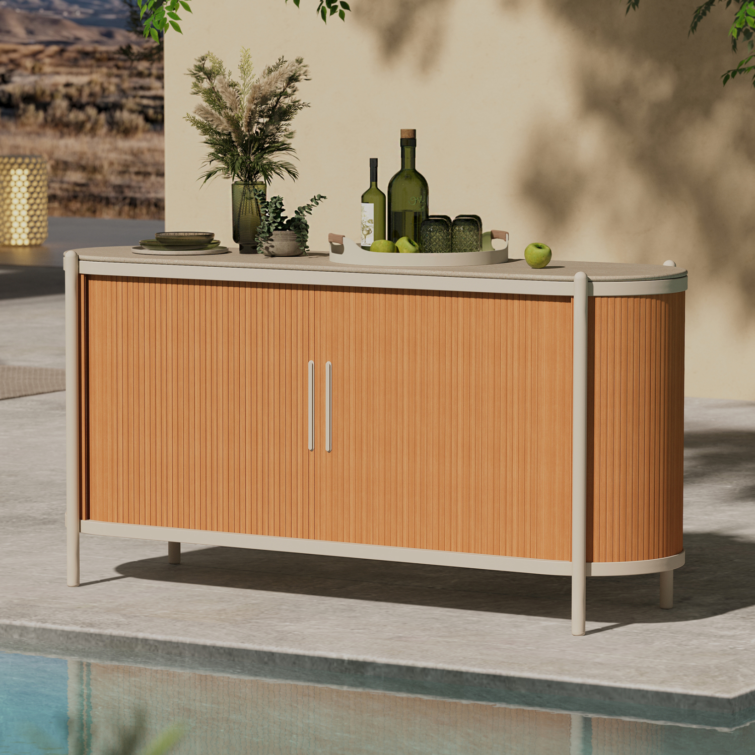 ΜΠΟΥΦΕΣ DESTINY SM6322 ΑΛΟΥΜΙΝΙΟ ΕΚΡΟΥ-SINTERED STONE TOP 158x46x79Υεκ.